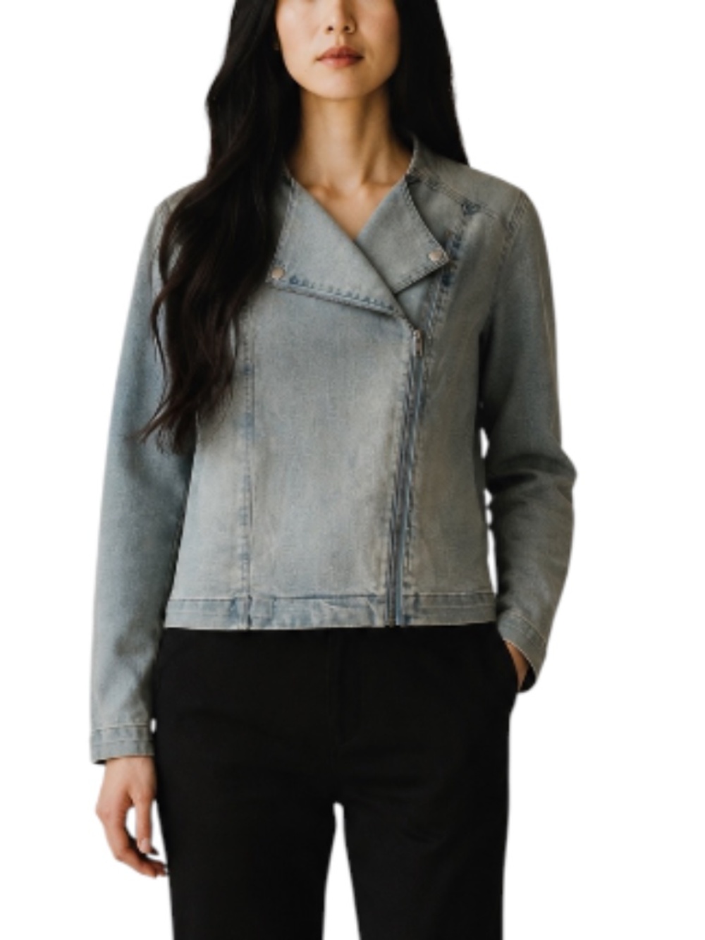 Vintage DG2 by Diane Gilman Women’s Asymmetrical Zip Denim Jacket M